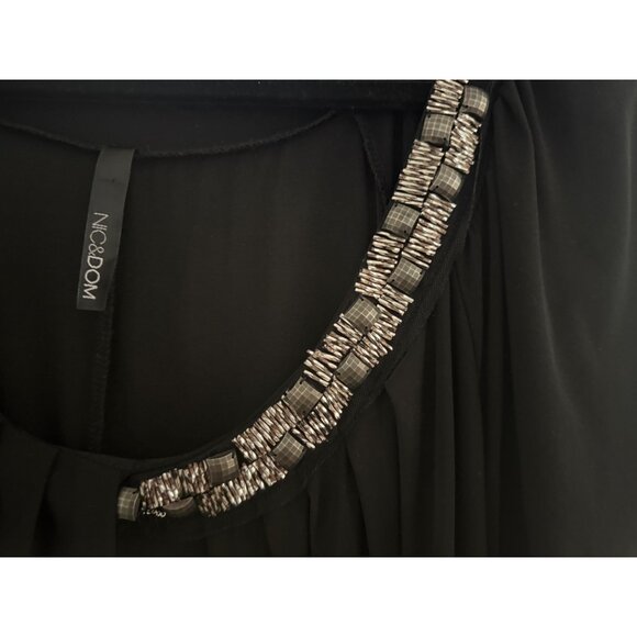 Flowy Embellished Black Jersey 2XL Dress with Rhinestone and Jewels Fairy Glam - Picture 5 of 14